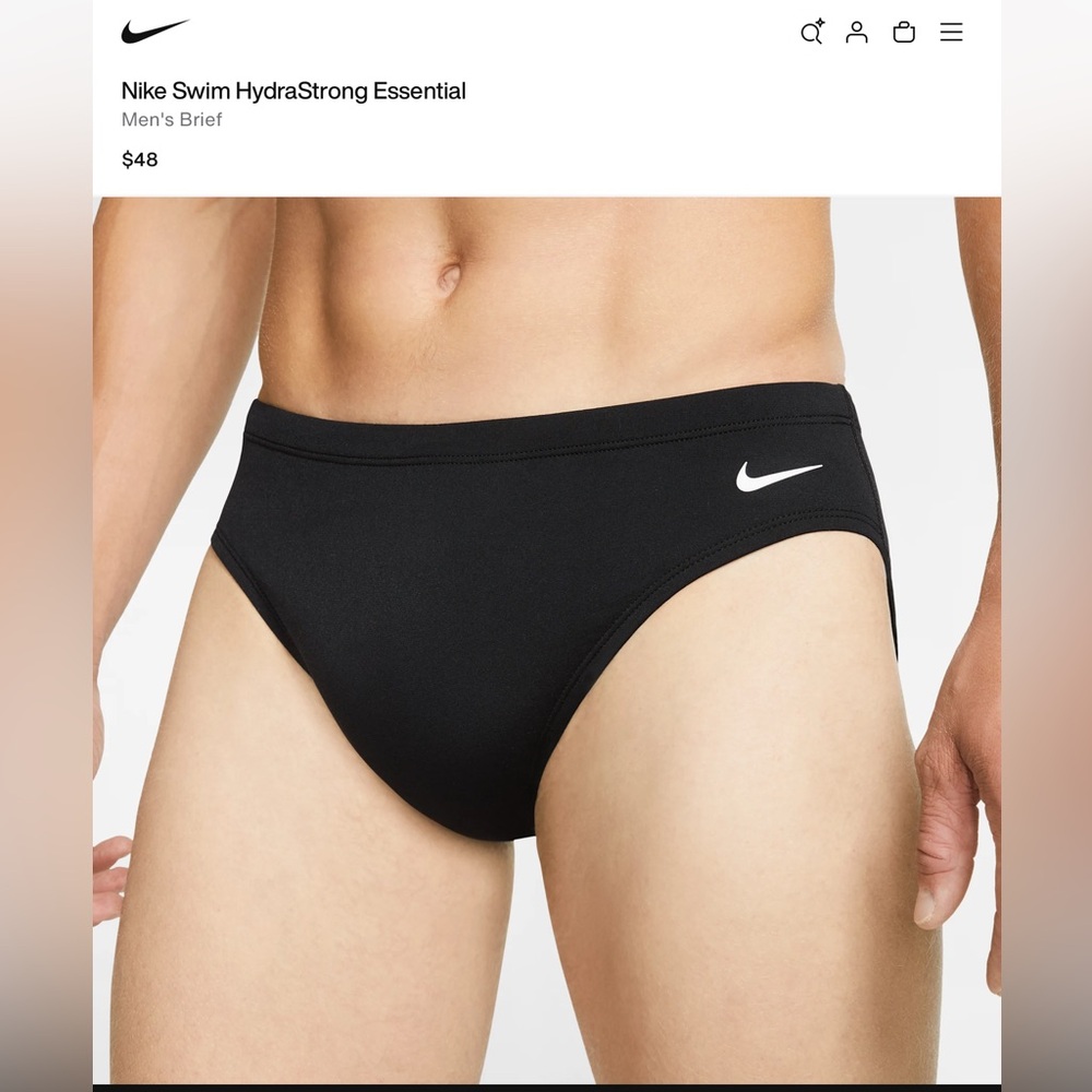 NWT Nike Swim HydraStrong Essential Black Men's Swim Brief Size Small 28”